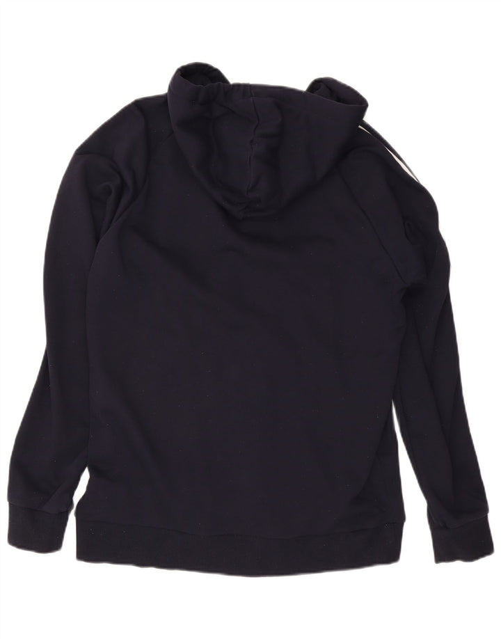 ADIDAS Sudadera con capucha y cremallera para hombre, talla grande, algodón azul marino