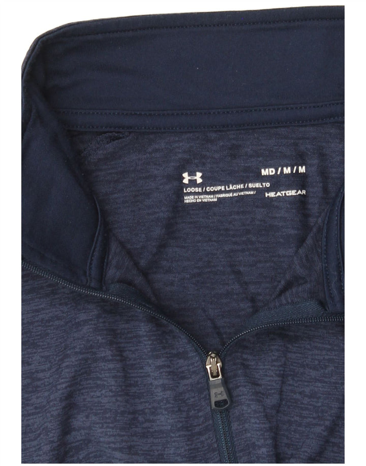 Under Armour Hombre Heat Gear Jersey Chándal Top Mediano Azul Marino Moteado
