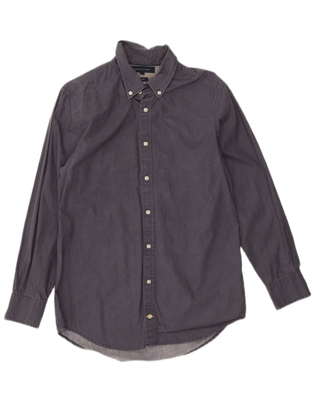 TOMMY HILFIGER Camisa slim fit de hombre de algodón con lunares en azul marino medio