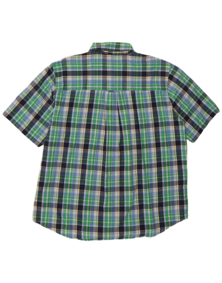 Chaps Camisa Manga Corta Hombre XL Algodón A Cuadros Verde
