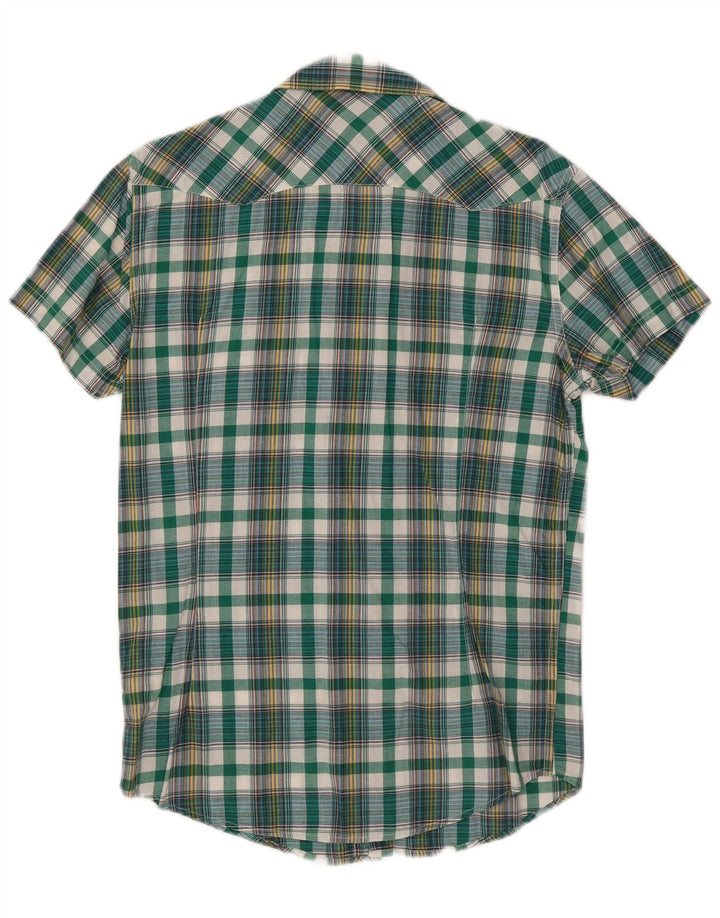 Lee Mens Rider Camisa De Manga Corta De Algodón A Cuadros Verde Medio