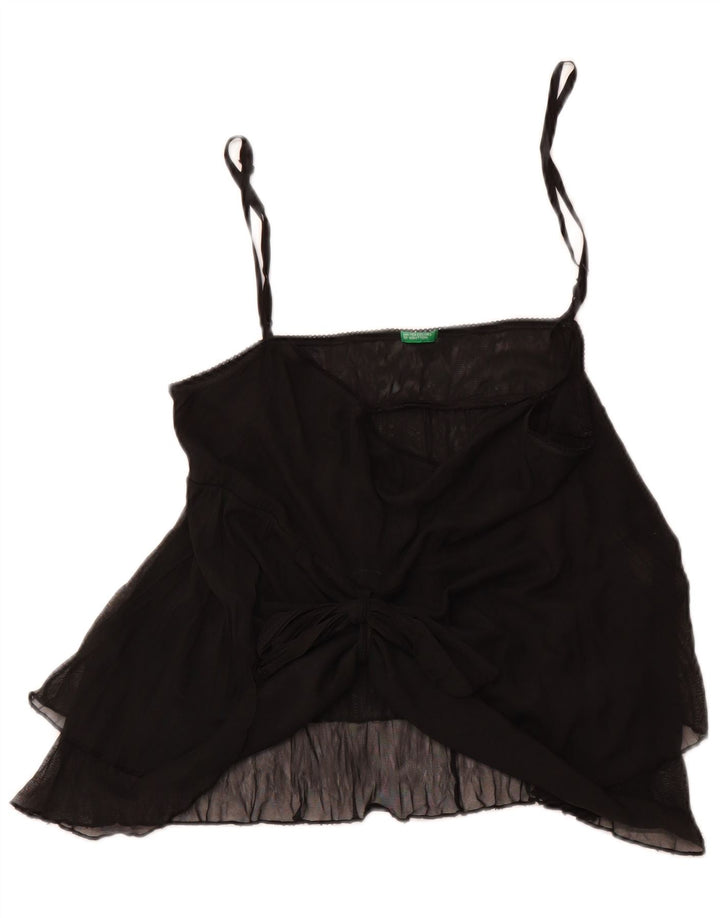 BENETTON Top Cami para Mujer UK 42 Mediano Negro
