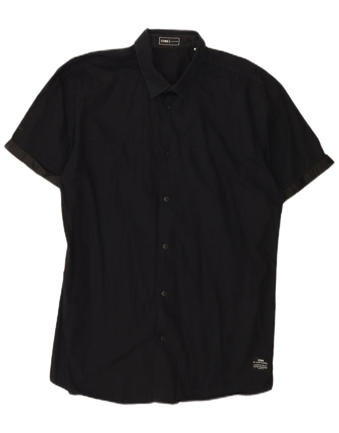 Jack & Jones Hombre Camisa De Manga Corta Grande Algodón Negro