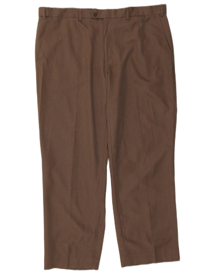 Marks & Spencer Pantalón de traje de corte regular para hombre W40 L29 Poliéster marrón