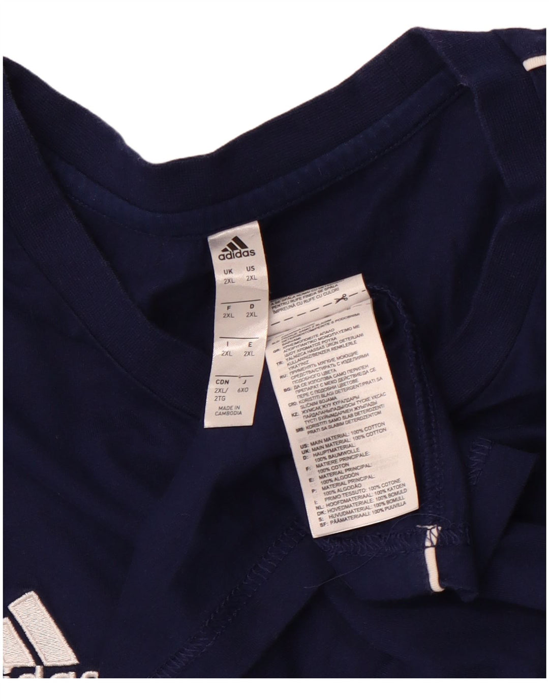 ADIDAS Camiseta Hombre Top 2XL Azul Marino Algodón