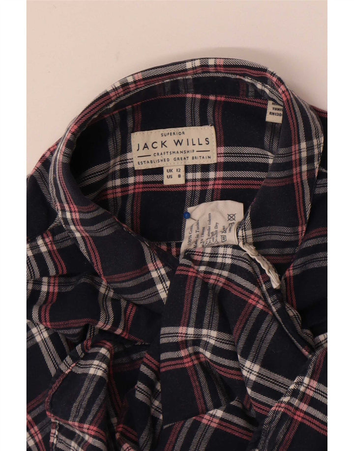 Jack Wills Camisa de franela para mujer UK 12 Medium Azul marino Cuadros Algodón