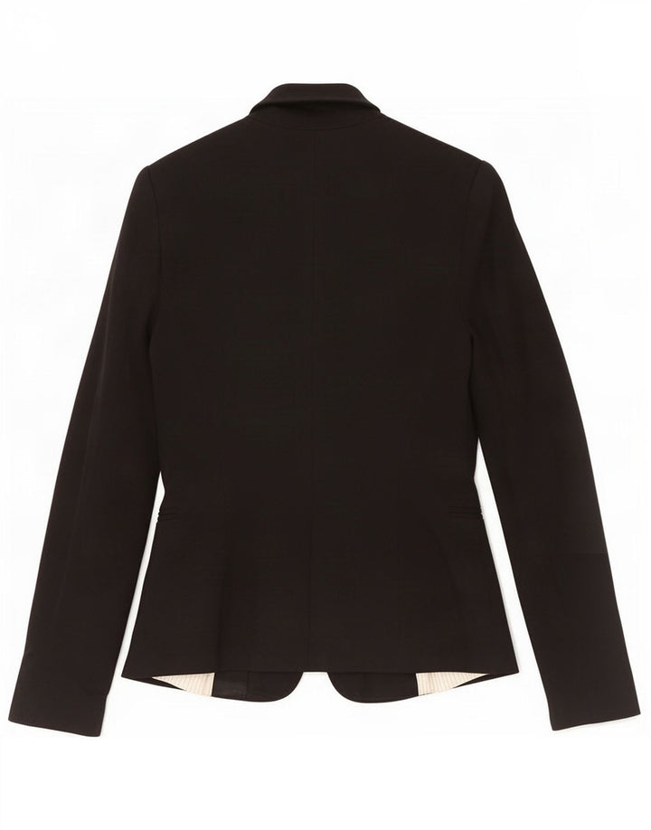 Zara Mujer Chaqueta Blazer De 1 Botón UK 10 Small Viscosa Negra