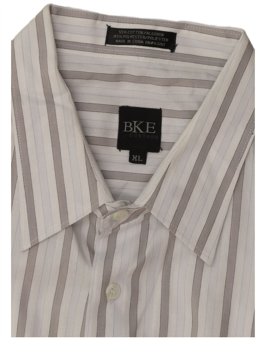 BKE Camisa Hombre XL Algodón Rayas Azul