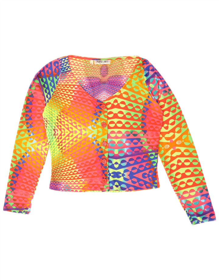 Naracamicee Top corto para mujer UK 12 Seda geométrica multicolor mediana