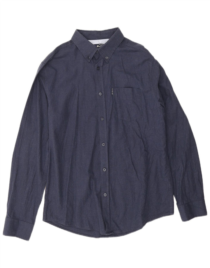 Camisa Ben Sherman para hombre grande de algodón azul marino
