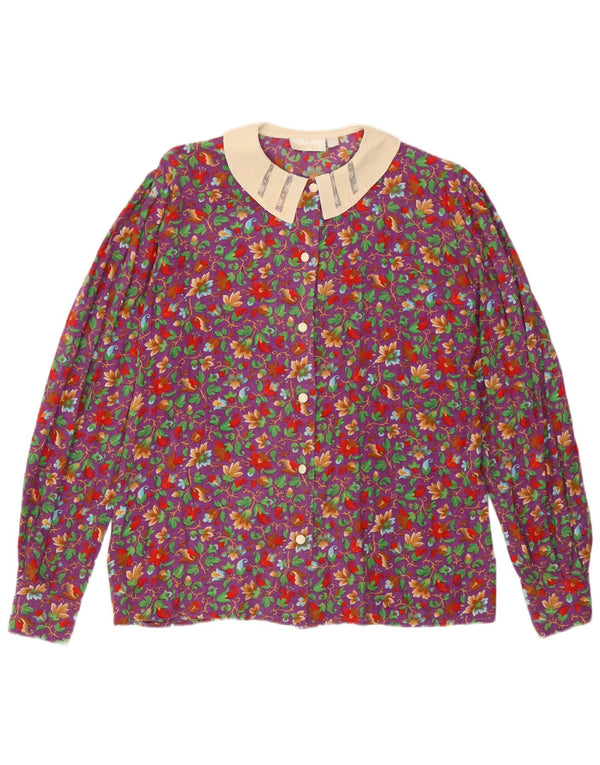 Le Bambole Blusa para mujer UK 40 Algodón floral morado mediano