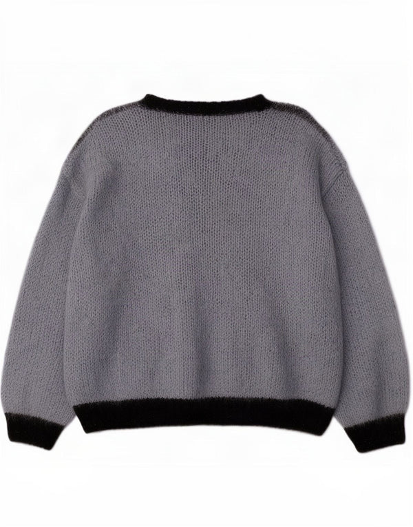 Vintage mujer Cardigan suéter Reino Unido 16 grande azul Argyle/Diamante