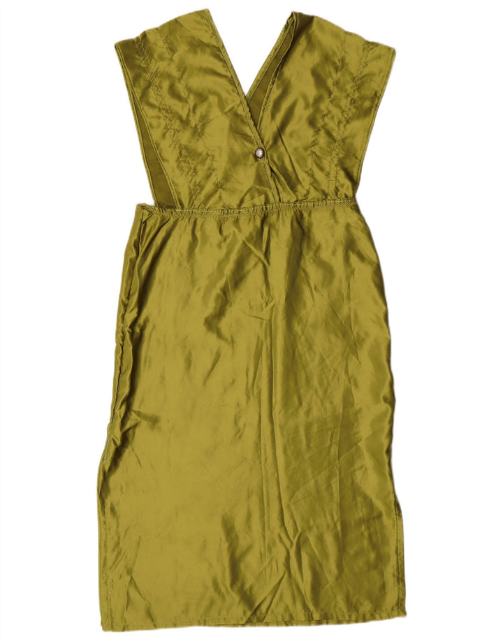 Vintage mujer delantal vestido Reino Unido 14 verde grande