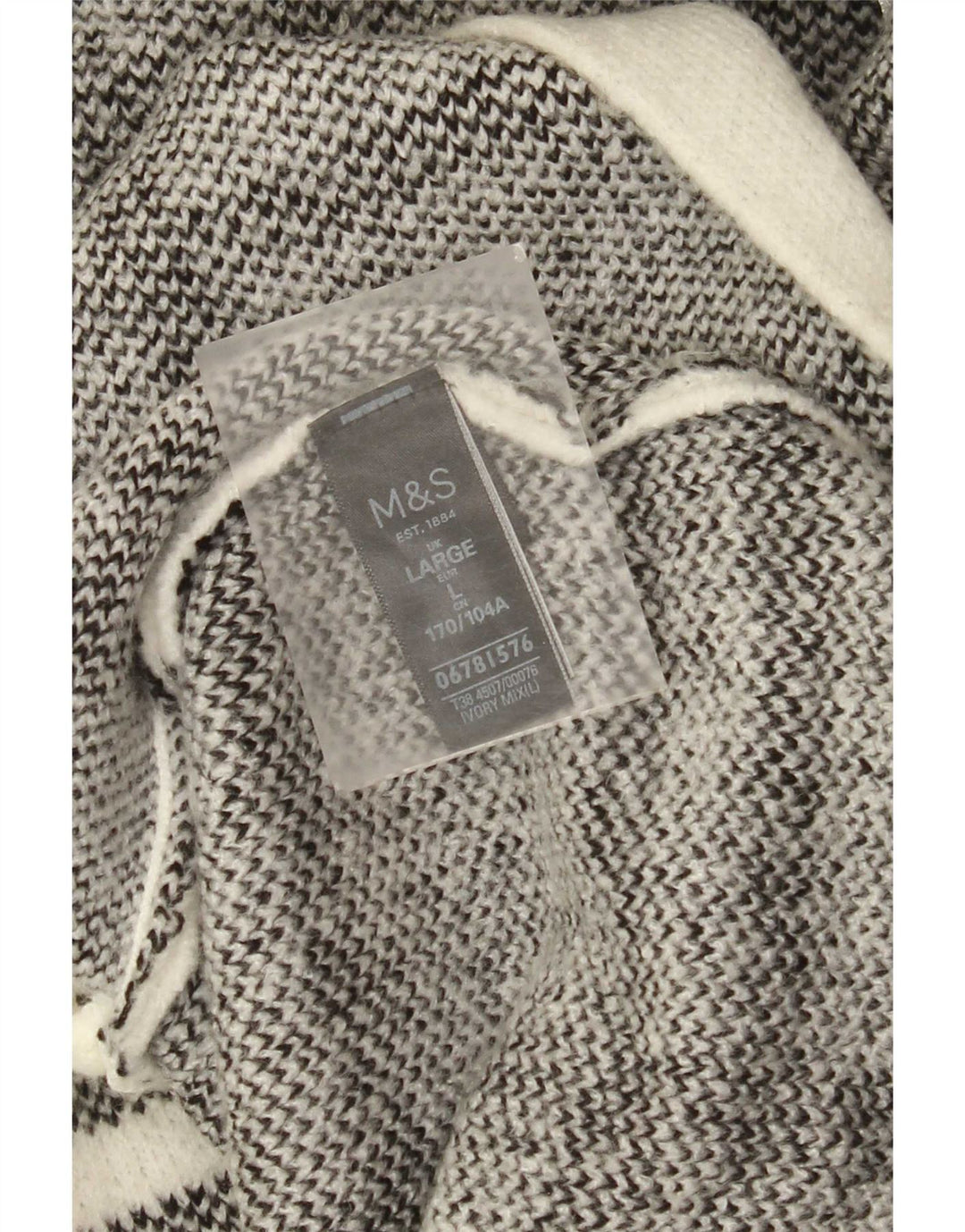 Marks & Spencer Suéter tipo cárdigan largo para mujer UK 46 Large White Check