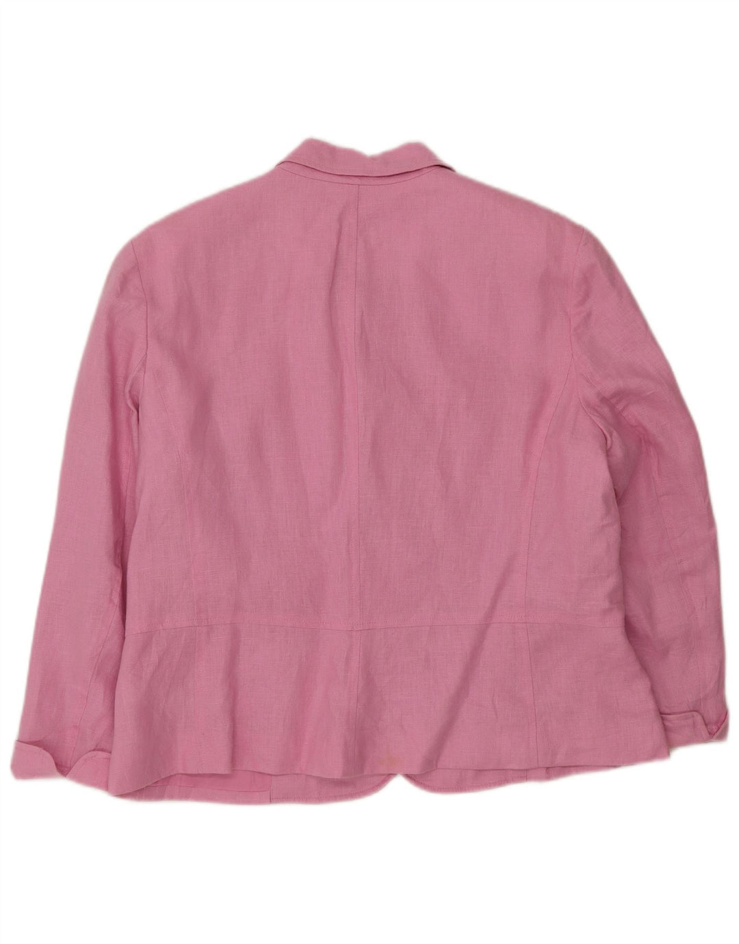 Chaps Chaqueta Blazer de Manga 3/4 con 4 Botones para Mujer UK 18 XL Lino Rosa