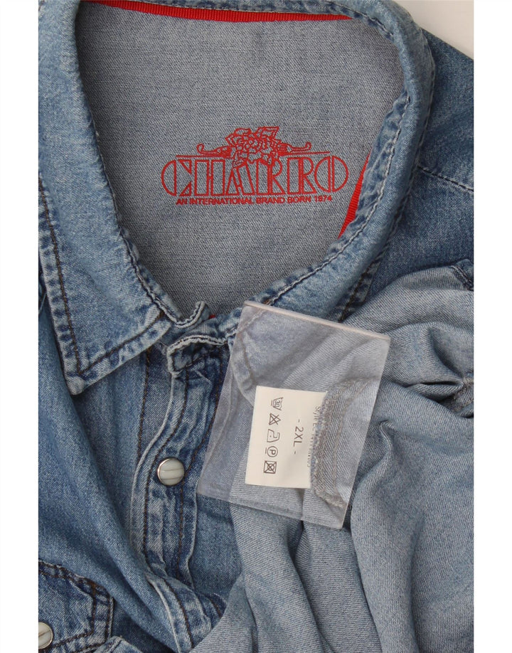 Camisa Vaquera Charro Hombre 2XL Algodón Azul