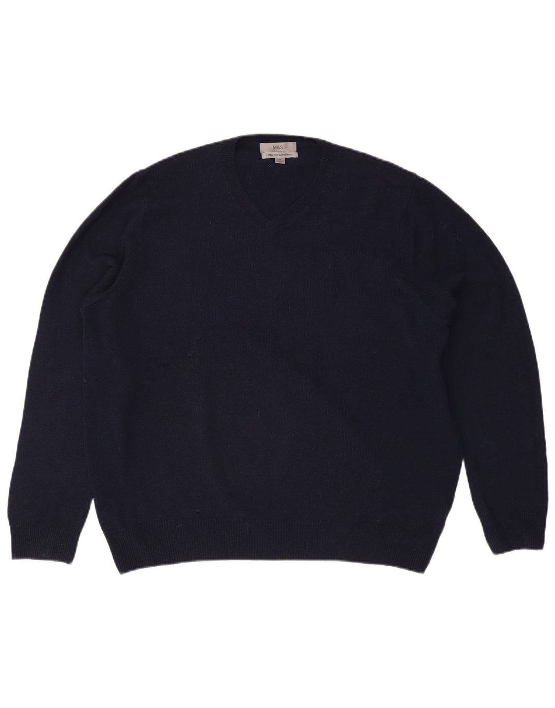 Marks & Spencer Jersey con Cuello en V para Hombre XL Lana Azul Marino