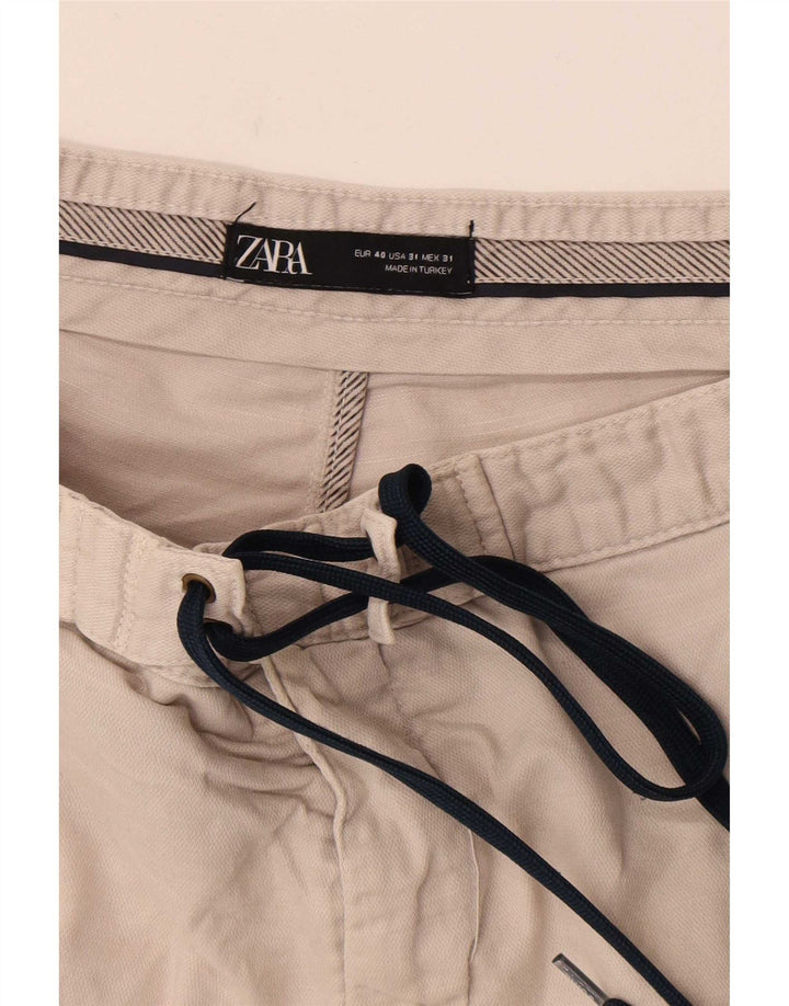 Zara Pantalones cortos chinos para mujer EU 40 Medium W31 Beige