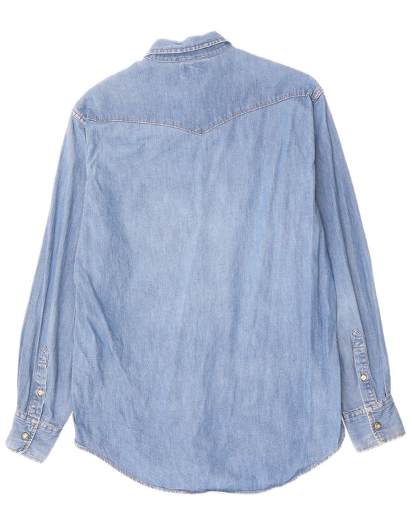 SISLEY Hombre Camisa Vaquera Azul Medio