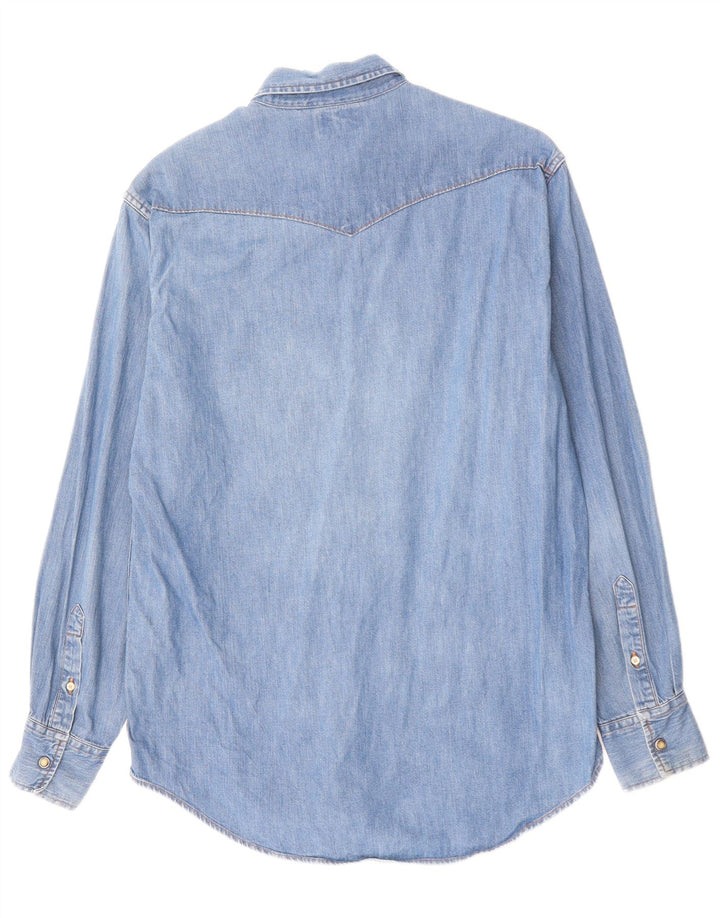 SISLEY Hombre Camisa Vaquera Azul Medio