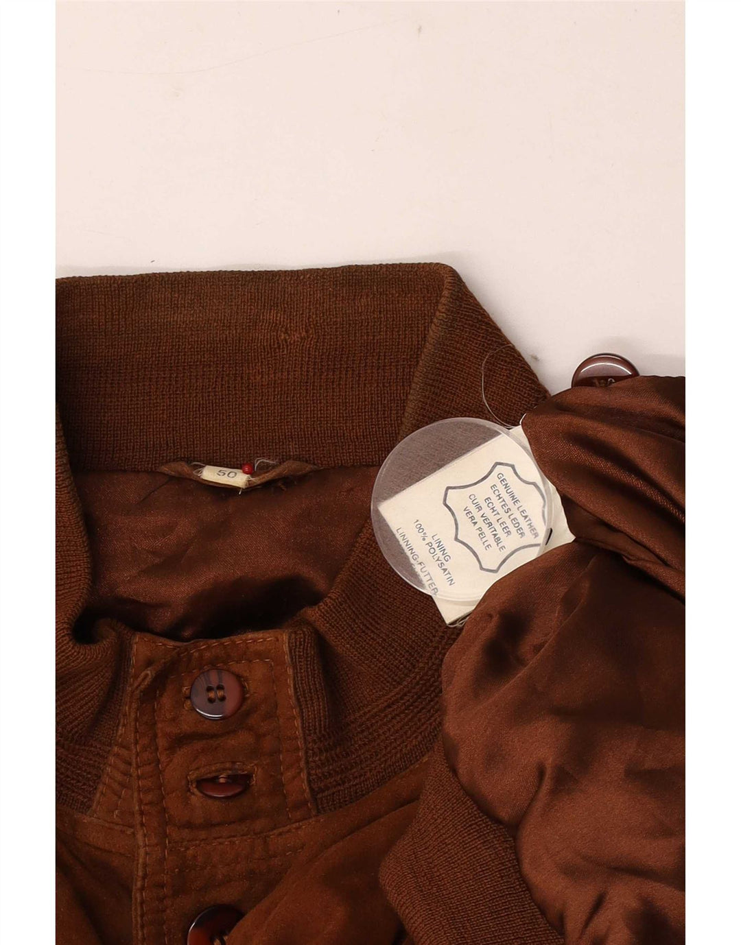 Vintage hombres ante bomber chaqueta EU 50 cuero marrón grande