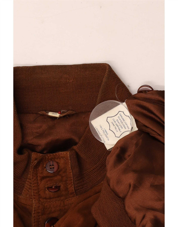 Vintage hombres ante bomber chaqueta EU 50 cuero marrón grande