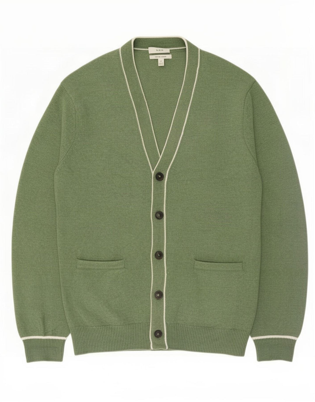 Marks & Spencer Suéter tipo cárdigan para hombre 2XL Poliéster verde