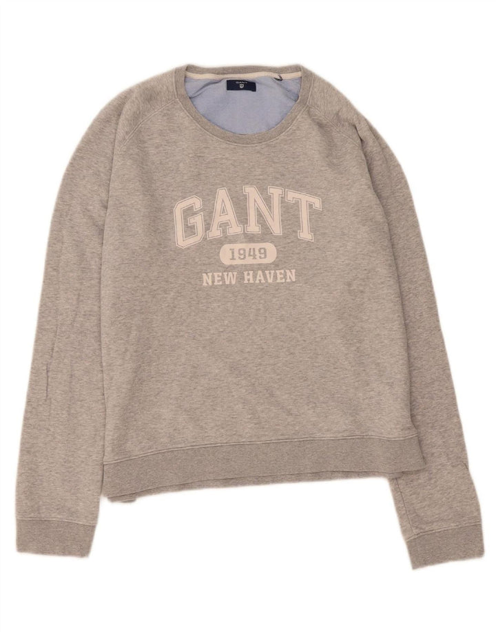GANT Womens Graphic Sweatshirt Jumper UK 16 Large Grey Cotton