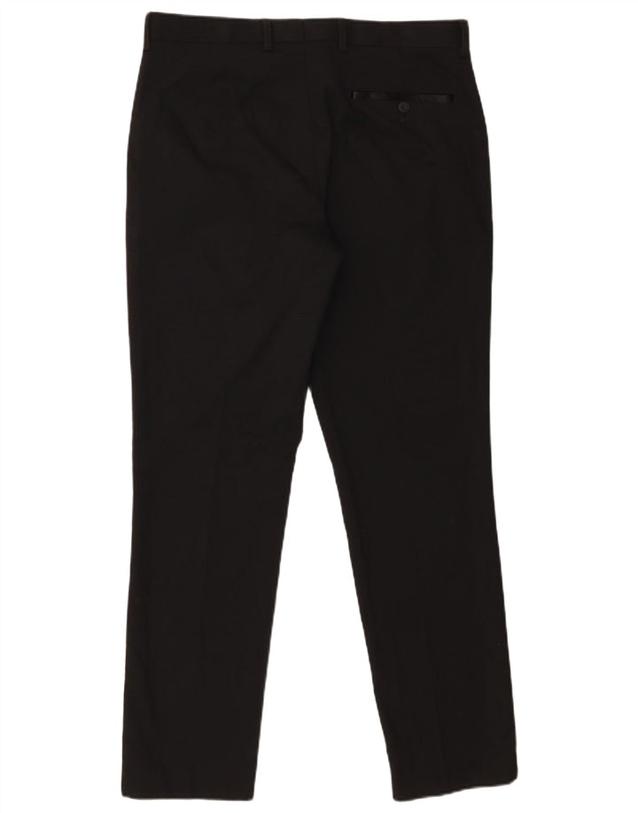 Marks & Spencer Pantalón de traje ajustado para hombre W34 L31 Poliéster negro