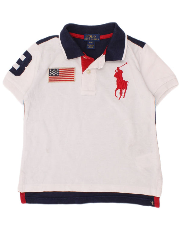 Polo Ralph Lauren Camisa estampada para niño 2-3 años Blanco Algodón color block