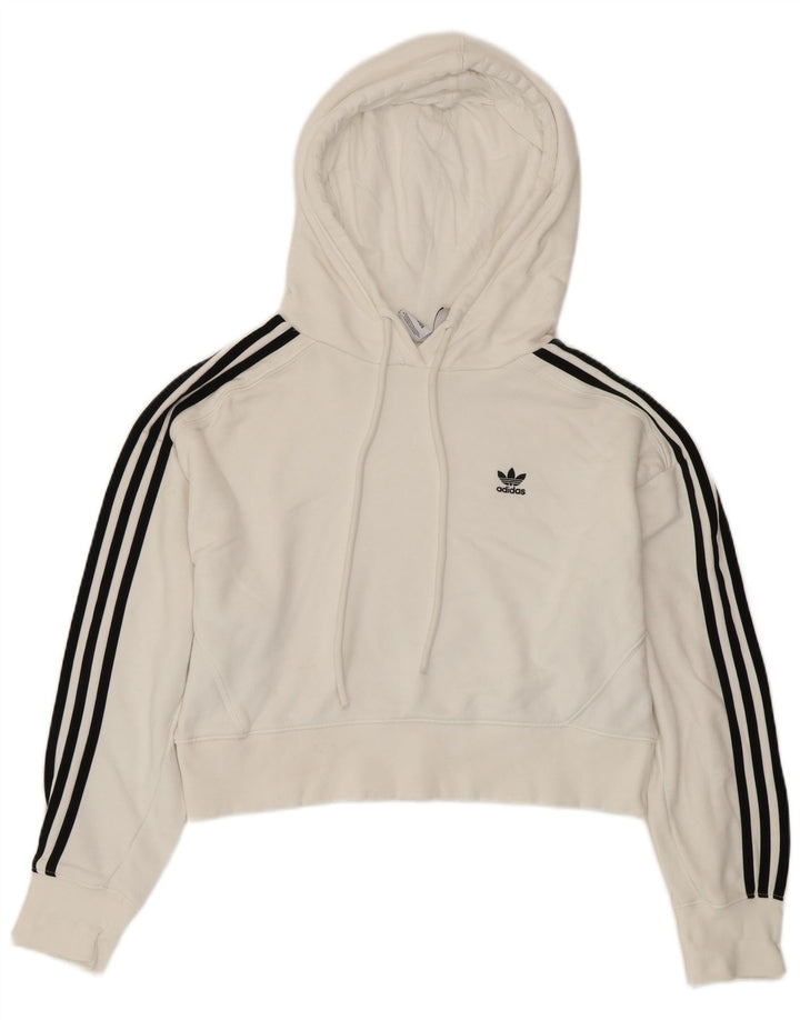 ADIDAS Jersey con capucha de gran tamaño para mujer UK 8 Small White Cotton