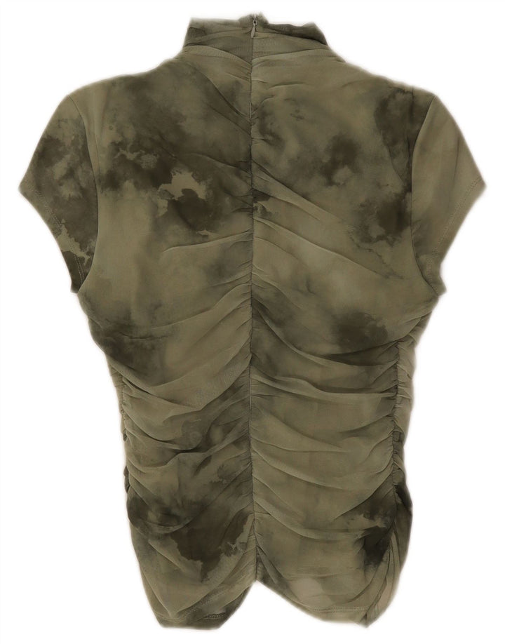 Zara Blusa Mujer Top UK 42 Poliéster Tie Dye Verde Medio