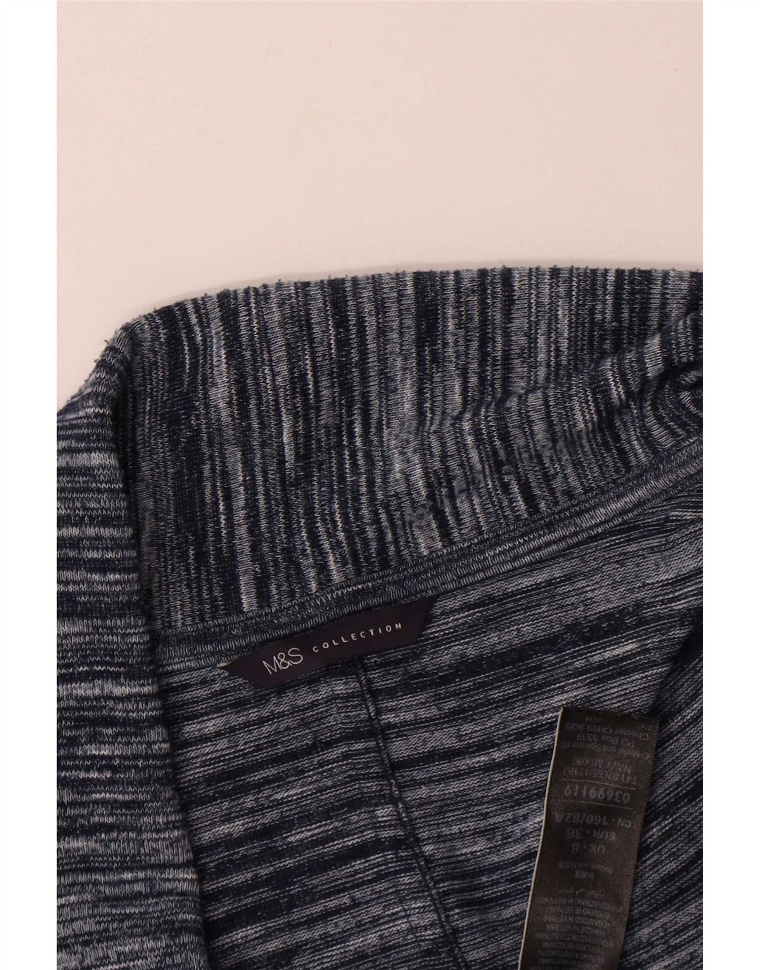 Marks & Spencer Suéter tipo cárdigan largo para mujer UK 8 Small Azul marino
