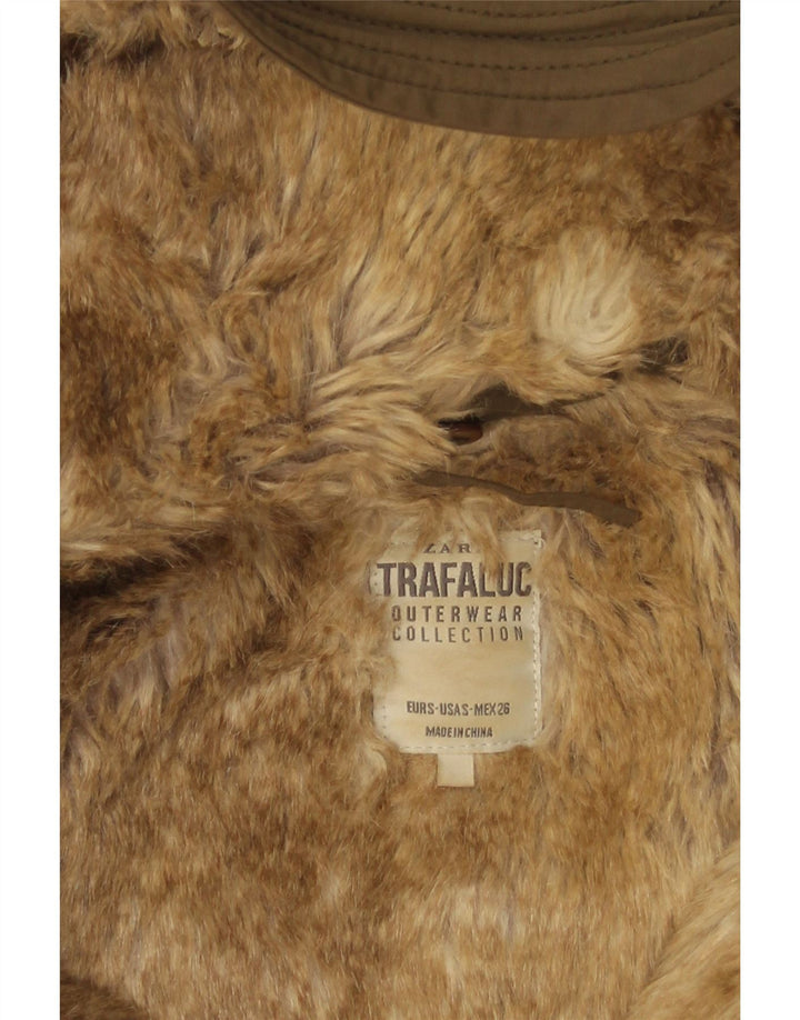 Zara Mujer Trafaluc Sherpa Chaqueta Parka Extragrande UK 10 Small Caqui