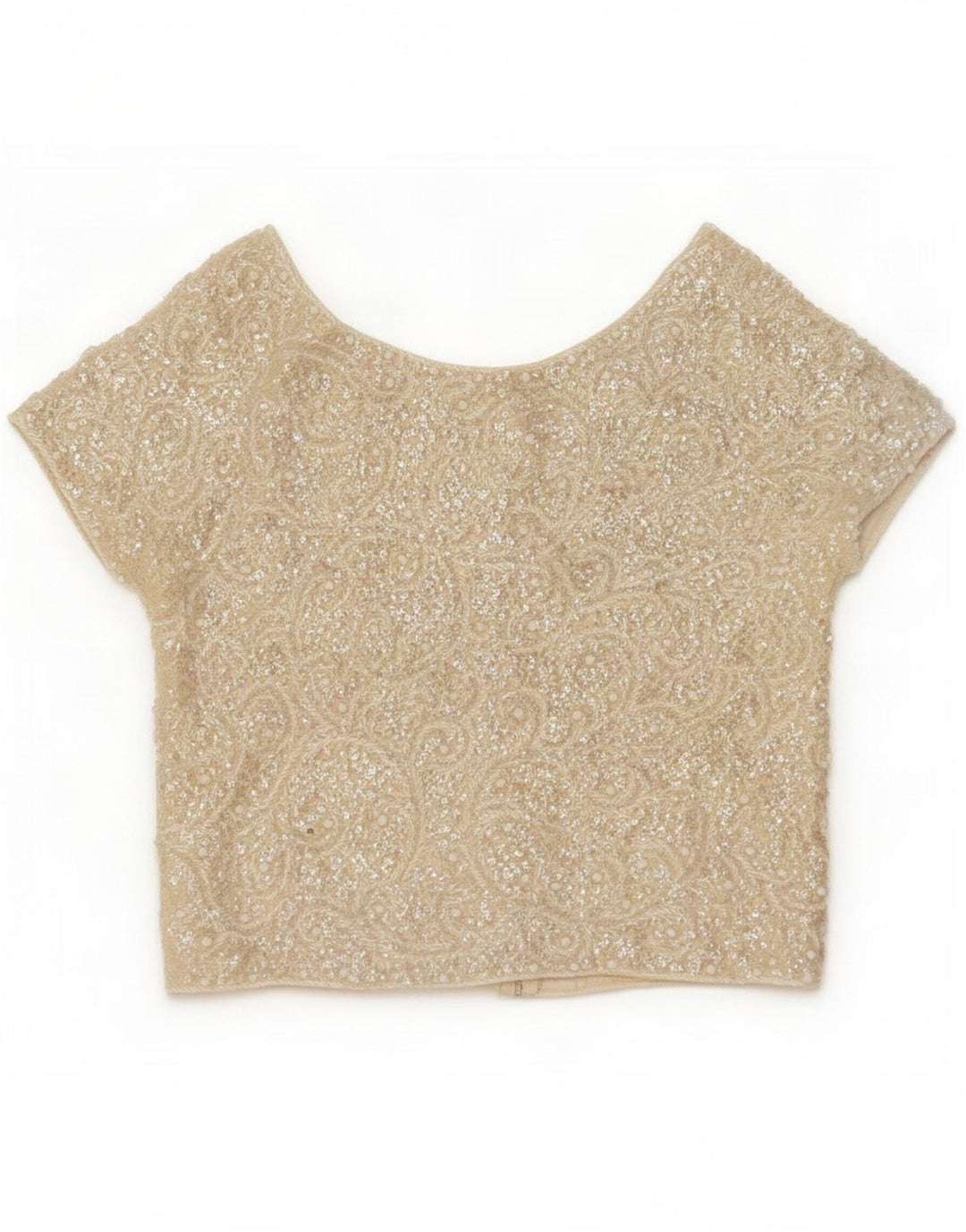 Vintage mujer blusa Top Reino Unido 14 lana blanca media