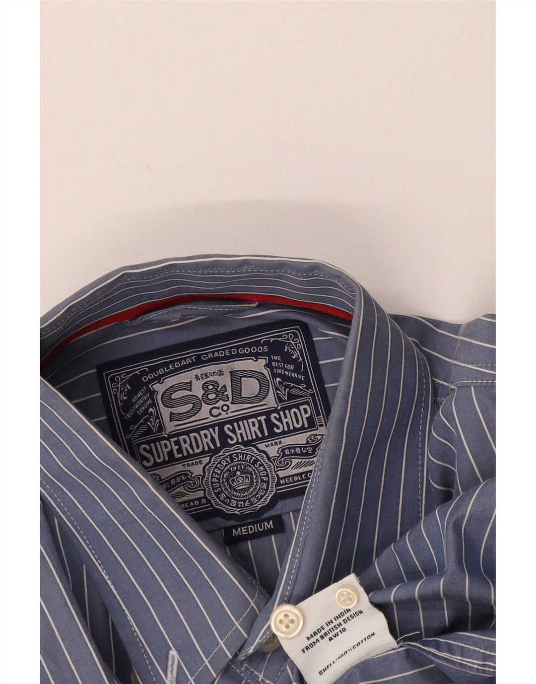 Camisa Superdry Hombre De Algodón A Rayas Azul Medio