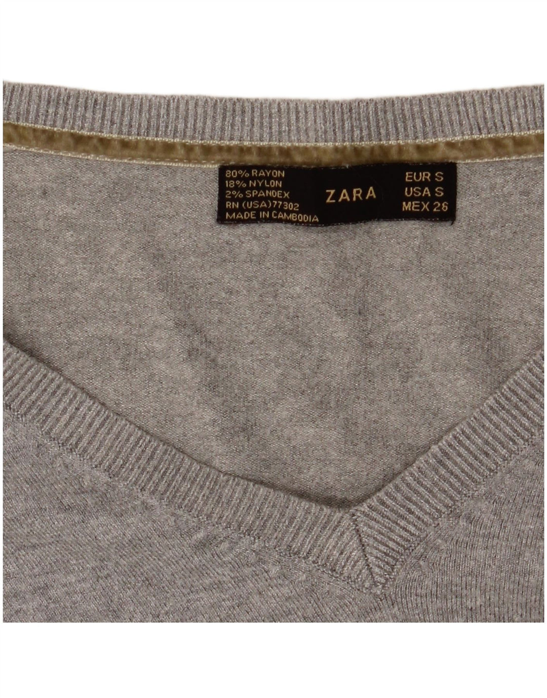 Zara Mujer Crop V-Cuello Jersey Jersey UK 8 Small Gris