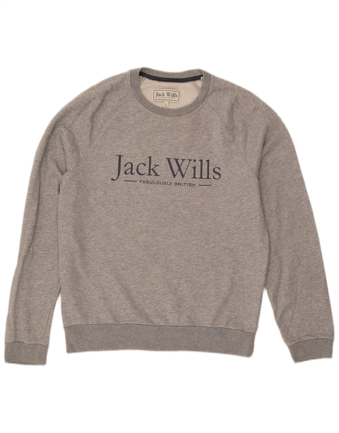 JACK WILLS Sudadera gráfica para hombre Jumper Large Gris Algodón