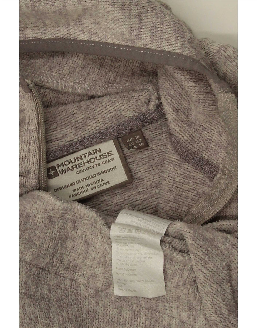 Mountain Warehouse Suéter con capucha y cremallera para mujer UK 44 Poliéster gris grande