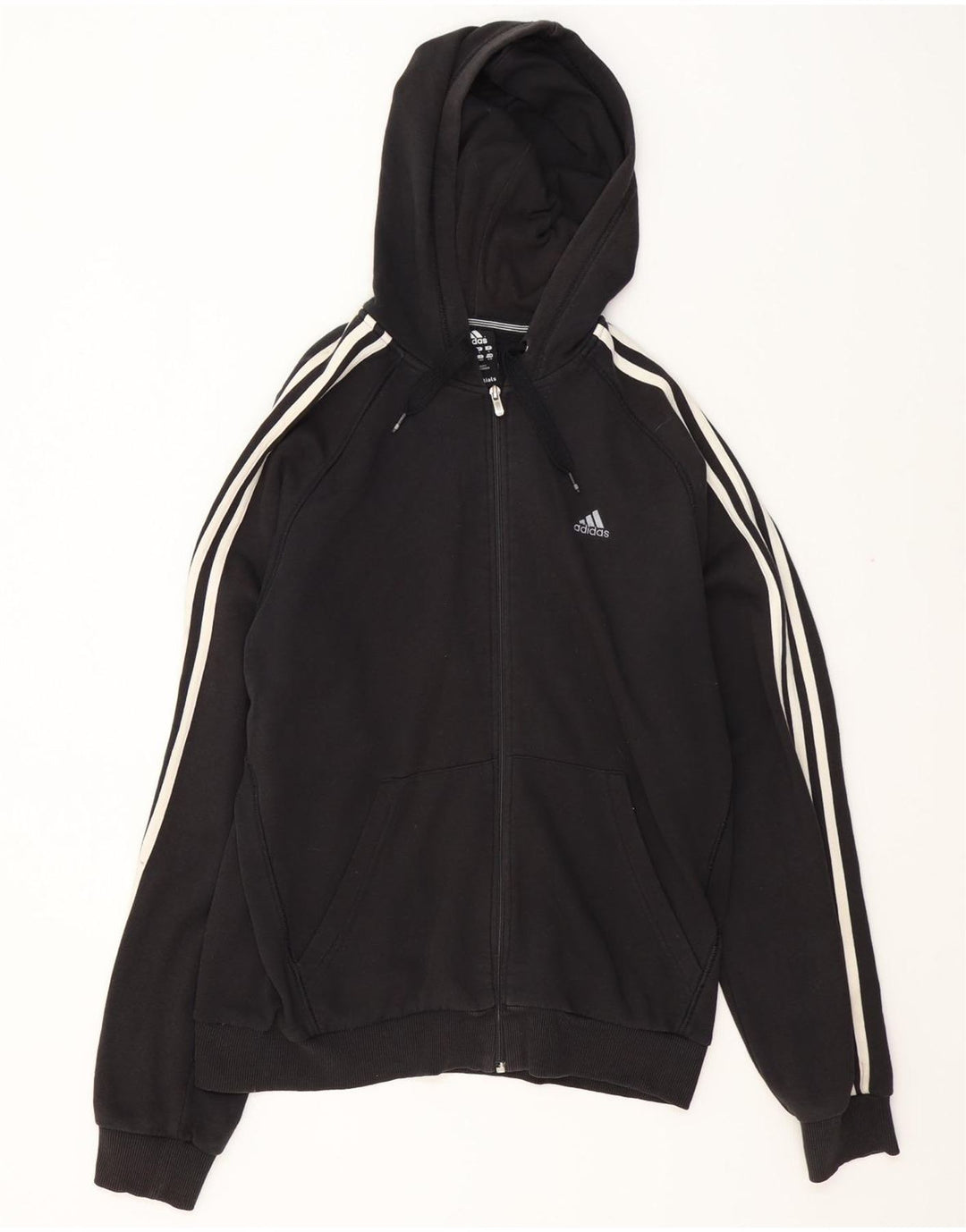 Adidas - Sudadera con capucha y cremallera para hombre, talla grande, algodón negro