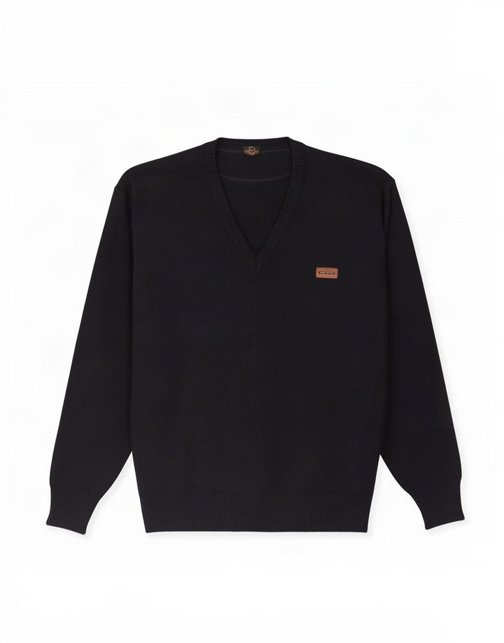 Blue Drake - Jersey con cuello en V para hombre, talla grande, lana azul marino