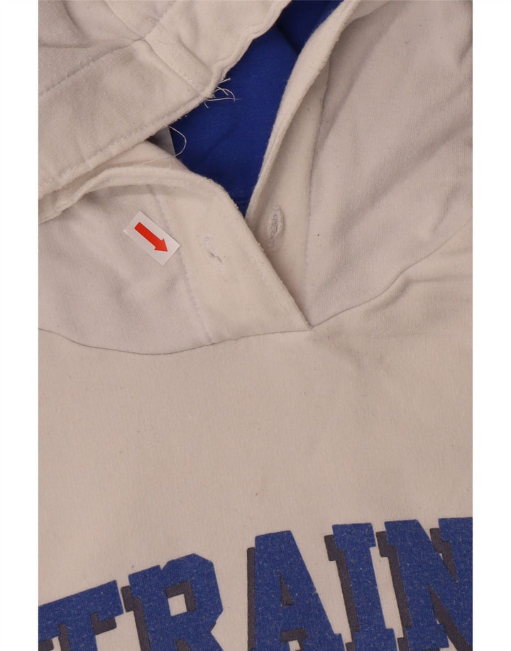 ADIDAS Jersey con capucha gráfica para mujer Reino Unido 12 Algodón blanco mediano