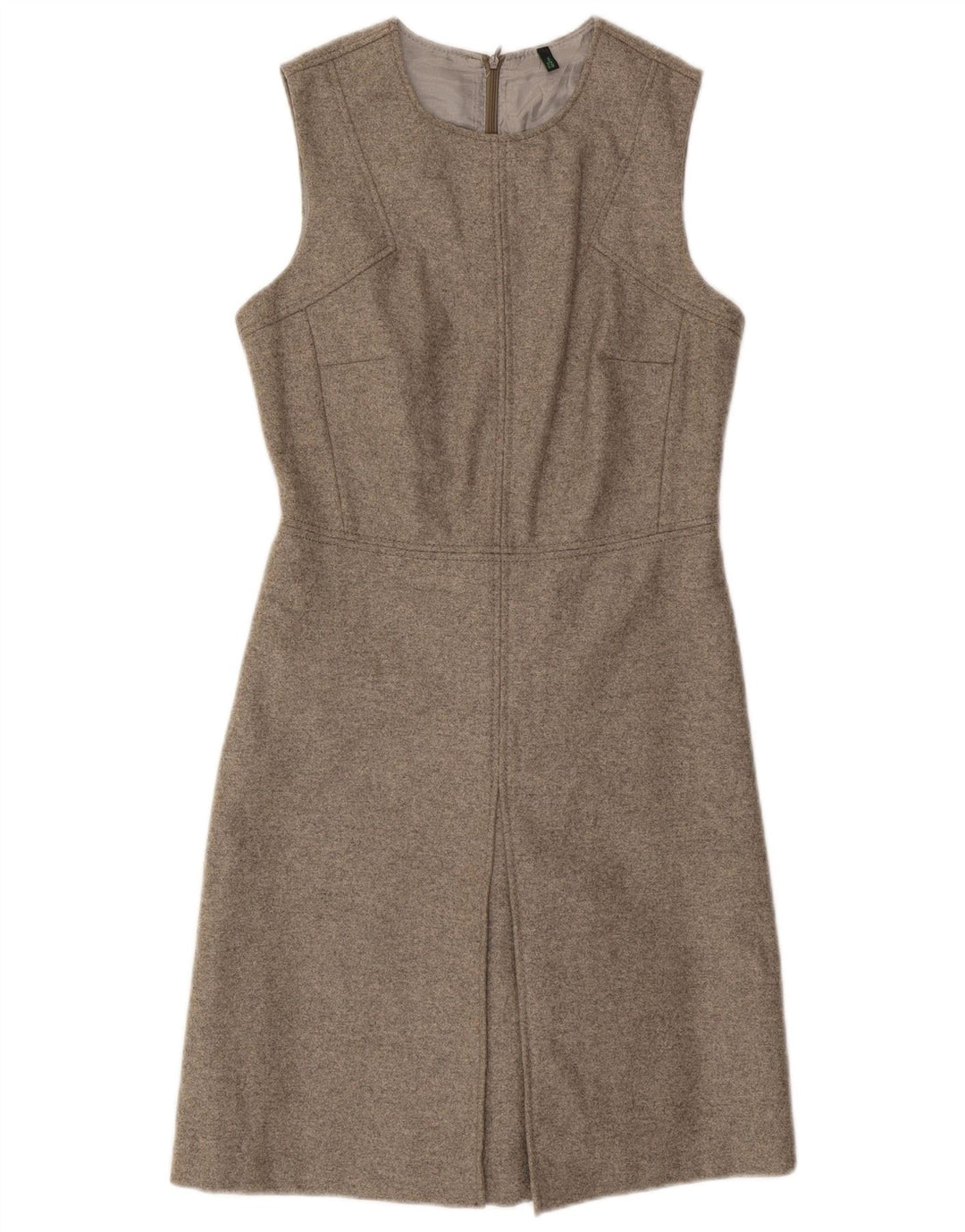 Benetton Vestido Recto Sin Mangas para Mujer ES 40 Pequeño Lana Gris