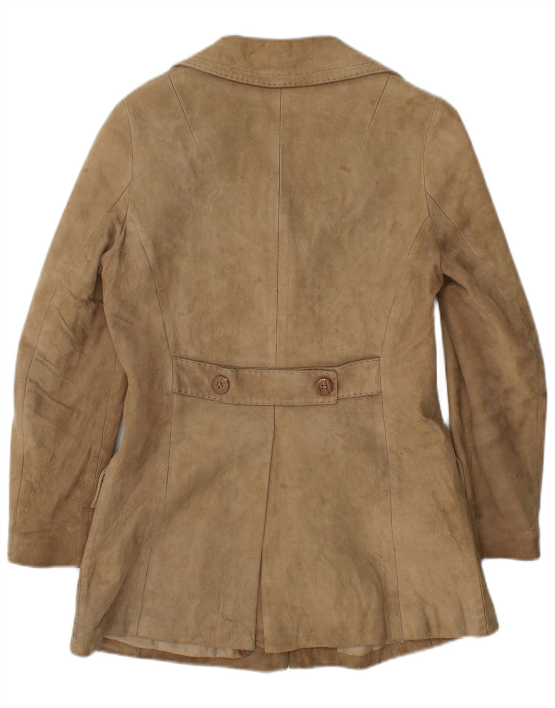 Vintage mujer ante chaqueta Reino Unido 10 pequeño beige