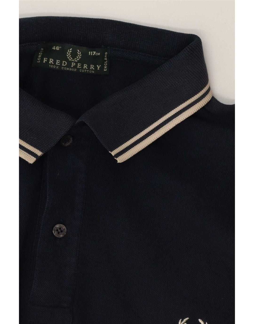 Fred Perry Polo para hombre de algodón a rayas azul marino grande