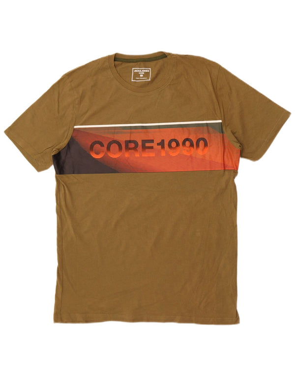 Jack & Jones Hombre Camiseta Gráfica Top XL Algodón Caqui
