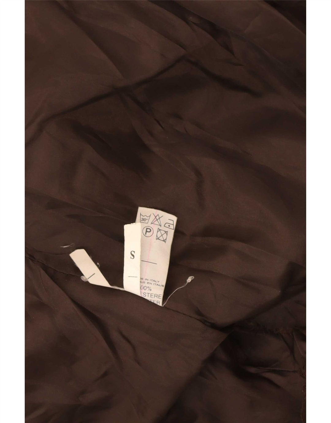 Vintage mujer piel sintética bomber chaqueta Reino Unido 10 pequeño poliéster marrón