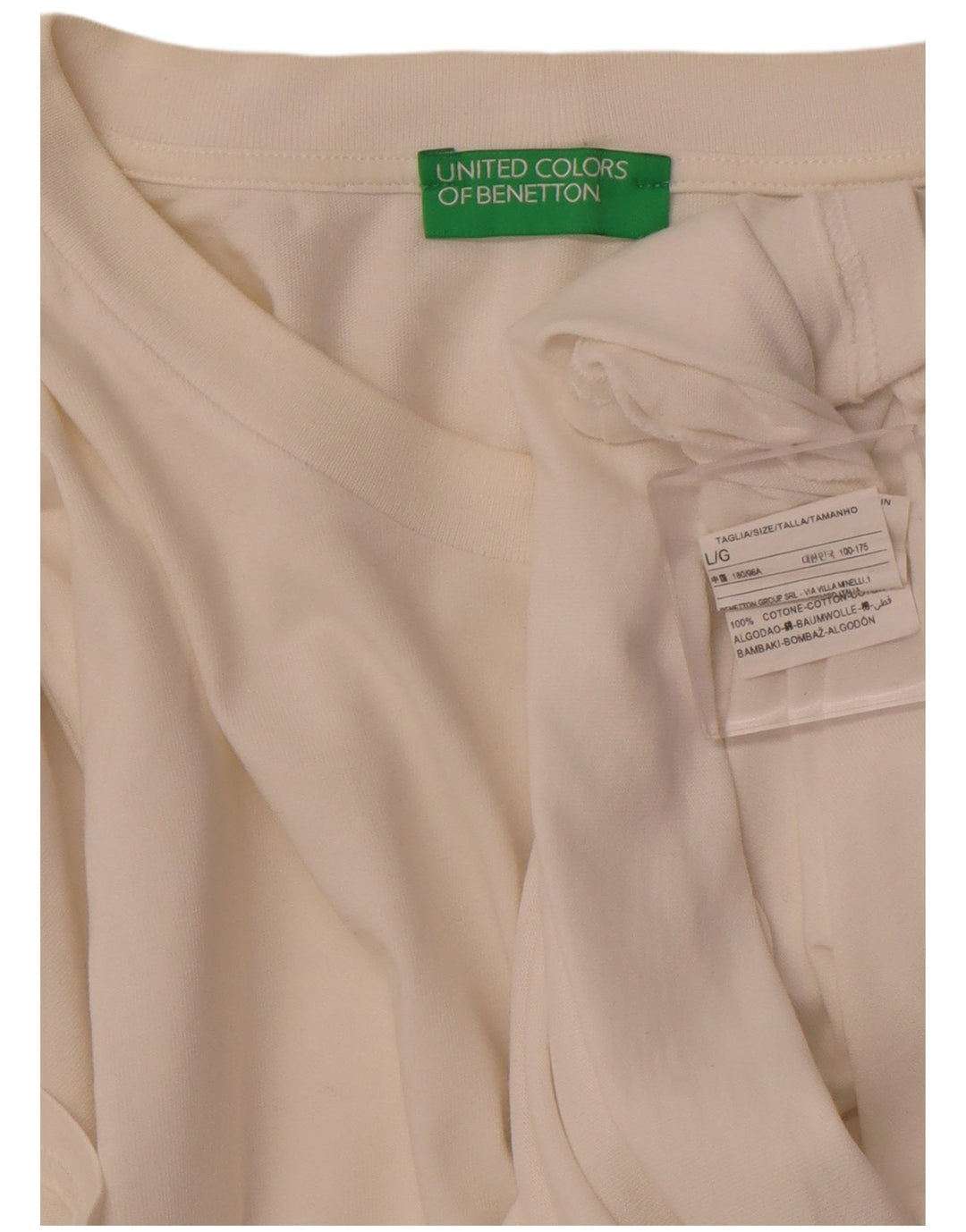 BENETTON Camiseta Hombre Top Grande Algodón Blanco