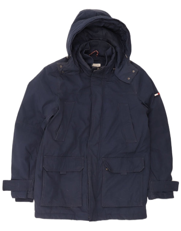 Tommy Hilfiger Abrigo cortavientos con capucha para hombre UK 38 Medium Azul marino