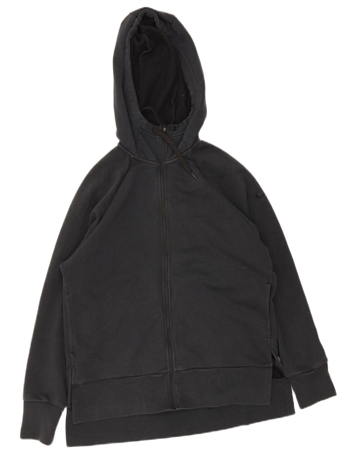 Nike Dri Fit Sudadera con capucha y cremallera para hombre, talla pequeña, poliéster negro